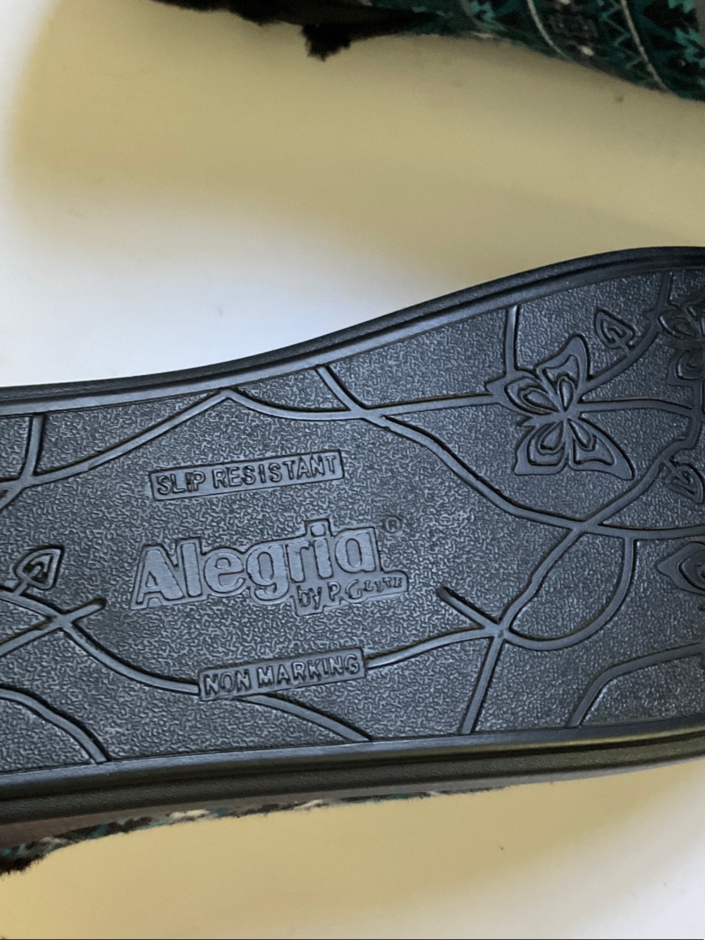 Alegria Women’s Shoes Teal and Black Patterned Slip-On Clogs Slippers size 9 - Picture 9 of 11